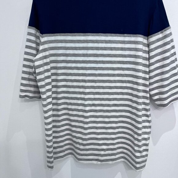 LACOSTE stripe gray and white with navy colar size 40 - Picture 7 of 10